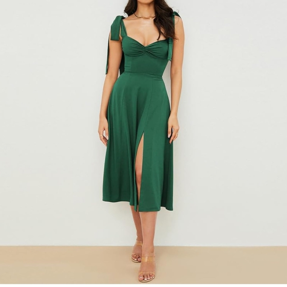 Amazon Green Midi Dress with Slit